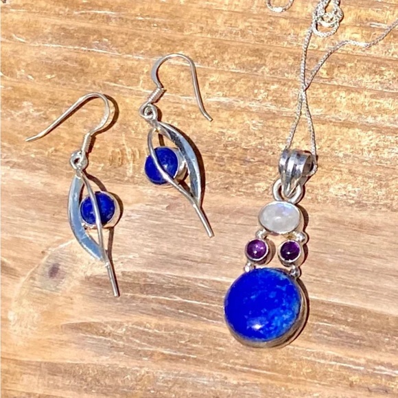 SET! Lapis Lazuli Necklace & Earrings - Picture 11 of 15